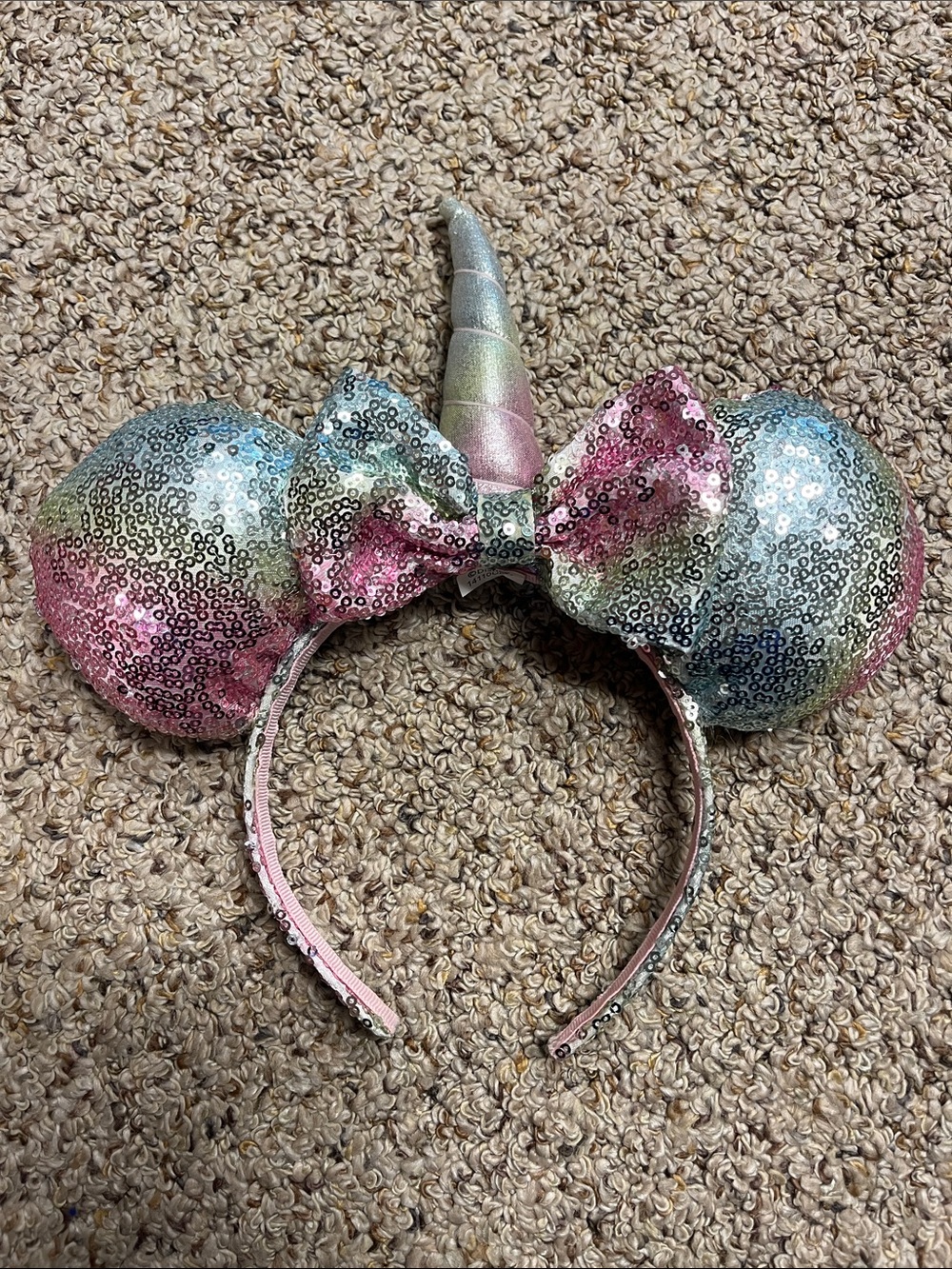 Disney Sequin Unicorn Ear Headband in Pink, Blue & Silver